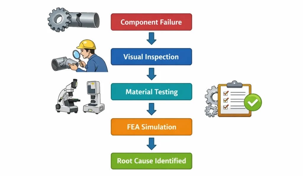 engineering failure investigation process from visual inspection to simulation-based root cause analysis