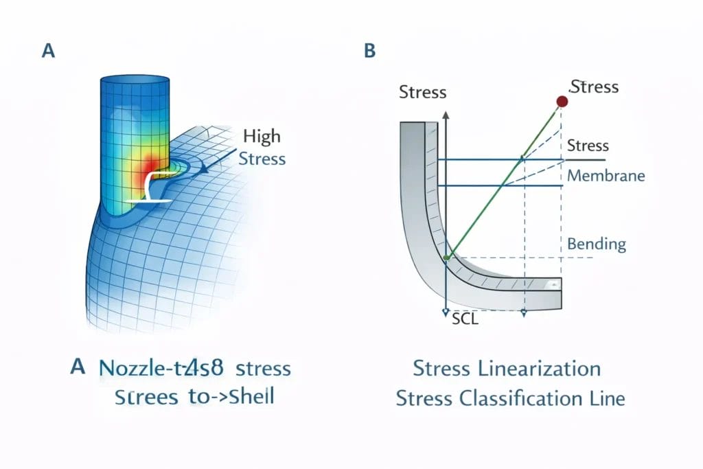 FEA stress linearization scl membrane bending peak api 579